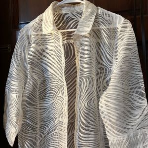 White dressy see through fancy blouse